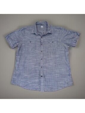 IZOD Men’s 100% XL Cotton Saltwater Blue Chambray Short Sleeve Button Up Shirt